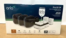 Arlo Pro 5S 2K 3 Wireless Spotlight Cameras Security Bundle - NEW IN SEALED BOX!