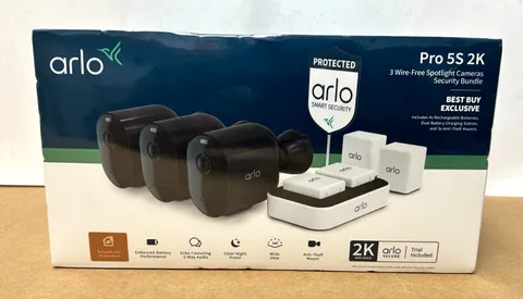 Arlo Pro 5S 2K 3 Wireless Spotlight Cameras Security Bundle - NEW IN SEALED BOX!