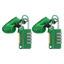 2 Pcs Luggage Lock, 4 Digit Combination Padlock and Flexible Green Cable (90cm)