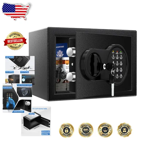 Compact 0.5 Cu Ft Safe, Fireproof Bag, Dual Key/Code, Anti-Theft Alarm System