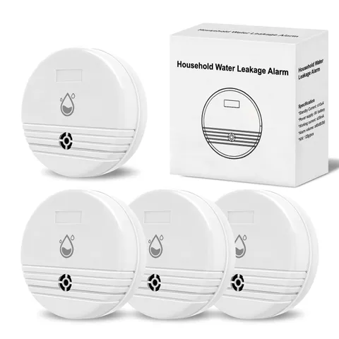 Water Leak Detector 4 Packs, Lound Sound Sensor Alarm, Home Water Flooding Mo...