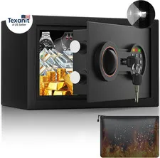 Small Safe for Home, 6.69"H Safe Box with Fireproof Waterproof Bag for College D