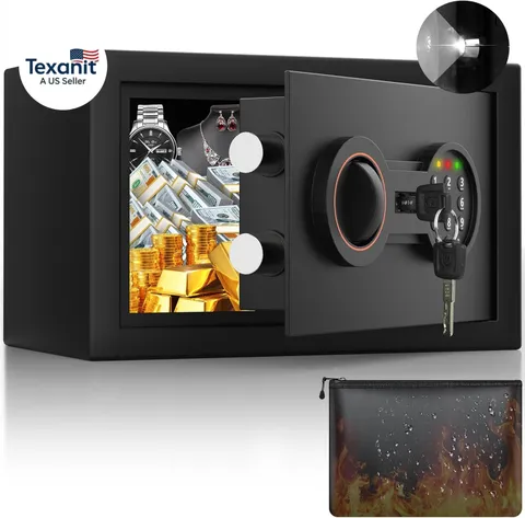 Small Safe for Home, 6.69"H Safe Box with Fireproof Waterproof Bag for College D