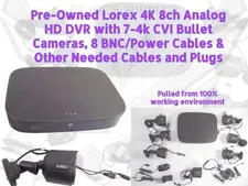 Used Lorex Security 4K 8ch Analog HD DVR 7 Black Cameras Cables Surveillance HRF