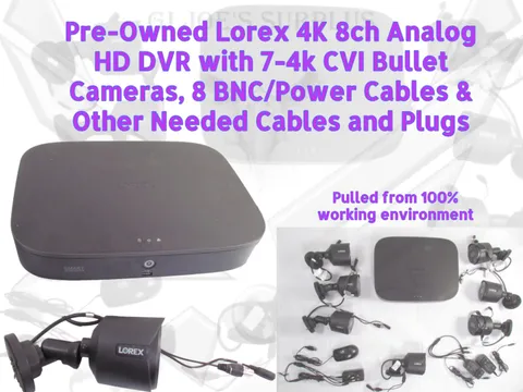 Used Lorex Security 4K 8ch Analog HD DVR 7 Black Cameras Cables Surveillance HRF