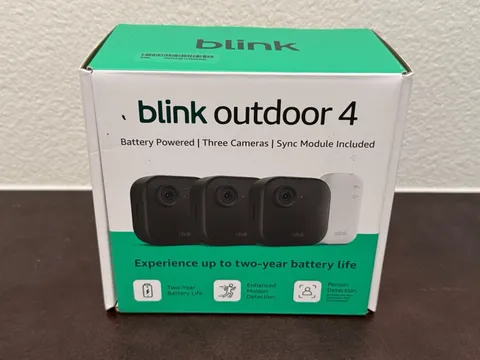 New! 3 Blink Outdoor 4 (4th Gen) Wireless Cameras Security System + Sync Module