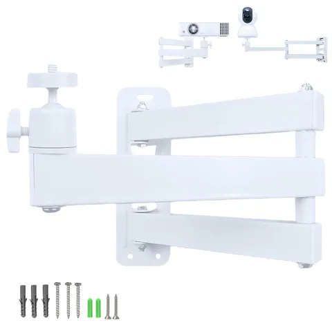 Foldable Projector Wall Mount White 1/4" Screw 360 Rotatable Holder 1 PCS