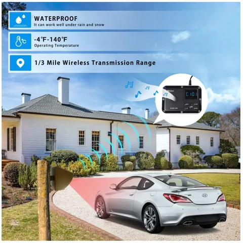 Weatherproof Driveway Motion Detector - Rechargeable Battery