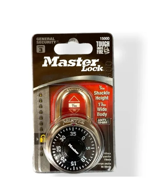 New Master Lock Padlock Combination Lock Anti-Shim 3-Digit Lock #1500D Black