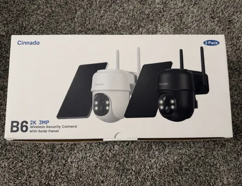 Cinnado B6 White 2K Wireless Security Camera Security W/ Solar Panel 3 Pack- NEW