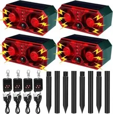 Solar Outdoor Motion Sensor Alarm with Stake - Animal Deterrent - 4 Pcs.