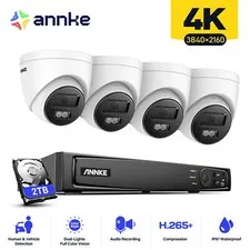ANNKE 12MP 8CH NVR 2TB 4K POE Security Camera System Color Night Audio Recording