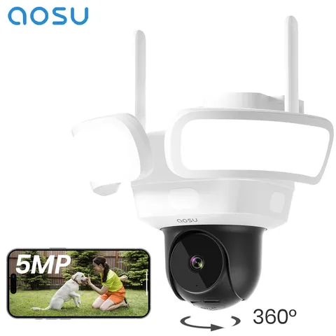 AOSU Floodlight Camera Wired, 3K UHD Security Camera Outdoor, 360° Surveillance