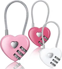 3 Pack Pink Locker Lock, Heart Shape Gym Lock, Cute Locker Lock, 3-Digit Combina