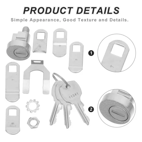 1 Set Mailbox Lock, Secure Letterbox Cam Lock Replacement, Desk Drawer Latch