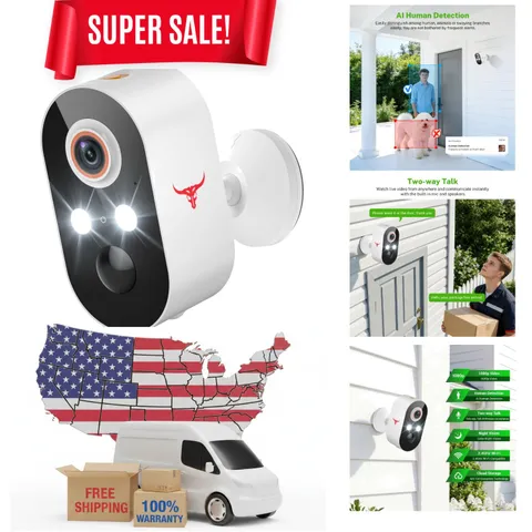 Battery-Powered Outdoor Security Camera with Two-Way Audio & Cloud Storage