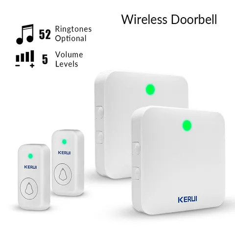 2Set Wireless Doorbell Chimes Waterproof Plugin Receiver Adjustable Volume Loud