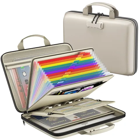 Fireproof Document Organizer Box with Lock, 13 Pocket Expanding File Folder, Por