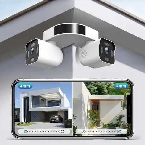 Dual Lens WiFi Outdoor Cameras For Home Security 2.5K/5MP House Cameras With ...