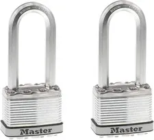M5XTLJ Magnum Heavy Duty Outdoor Padlock with Key, 2 Pack Keyed-Alike