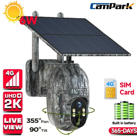 Campark 2.5K 4G LTE Solar 360° PTZ Security Camera Game IP66 Security  +SIM Card
