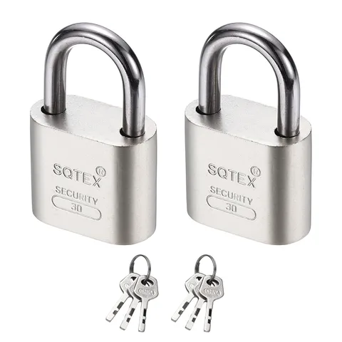 2Pcs 48 x 30 mm Heavy Duty Lock Alloy Steel High Security Padlock with 6 Keys