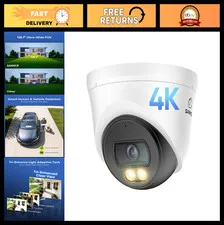 4K 8MP PoE Dome Security Camera - Night Vision, Motion Detection, Indoor/Outdoor