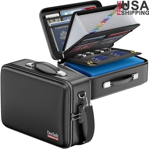 Fireproof Water-Resistant Document Box W/ Lock Durable Hard-Shell Case New