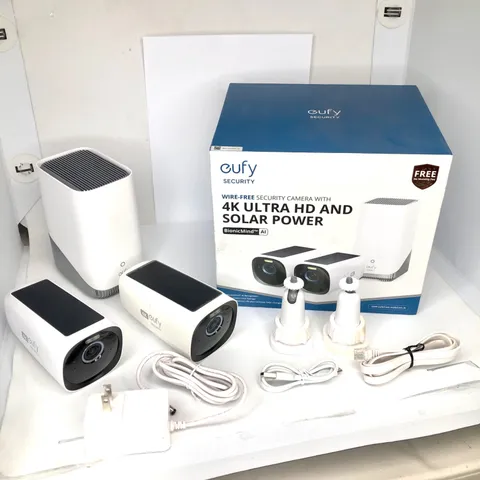 EufyCam 3, 2-Outdoor Wireless 4K Solar Powered Security Cameras w/ HomeBase 3