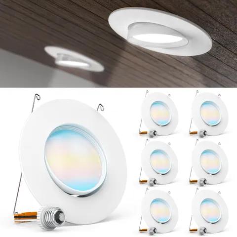 Sunco 6 Pack LED Can Lights Eyeball Retrofit Gimbal 5/6 Inch 6 Pack, White 