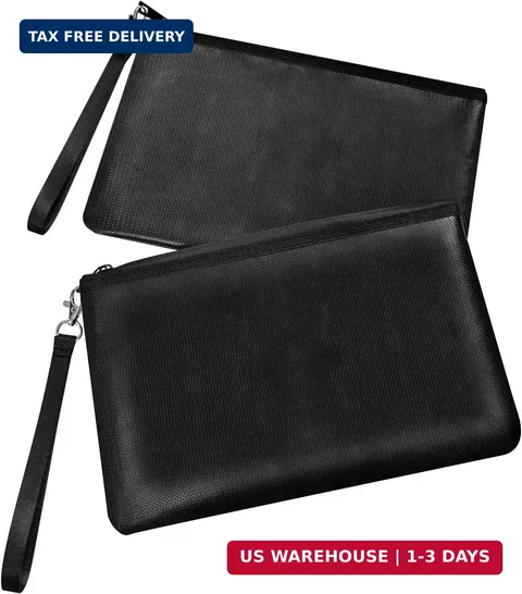 Quctak 6400°F Fireproof Money Bag 2pcs, Fireproof Document Bags, Bank Cash Bag w