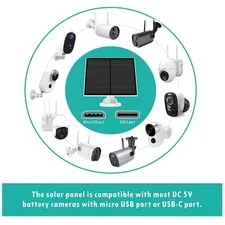 Solar Panel Charger for Outdoor Security Camera