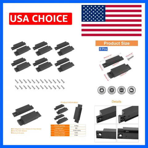 6 Pcs Brown Wired Magnetic Door Window Contact Reed Switch, Surface-Mounted N...