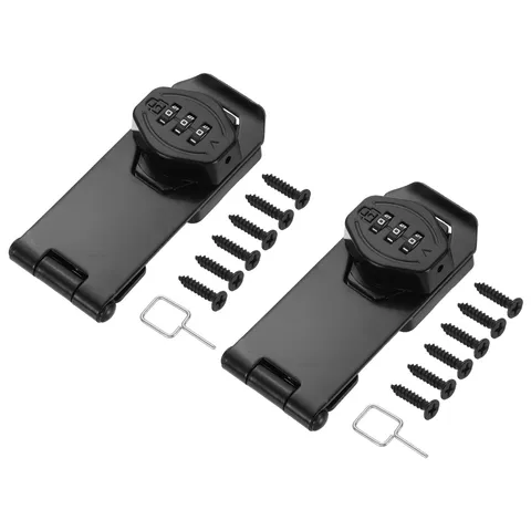 Keyless Cabinet Combination Lock 4" 2Pcs 3-Digit Password Hasp Lock Black