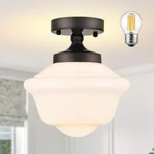 Bagood 8" Schoolhouse Light Fixtures Ceiling Black 8 inches, 8 inch-Black