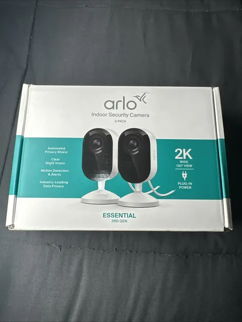 Arlo Essential 2 Pack Indoor Security Camera 2K (3rd Gen 2025) Wired Plug-In*NEW