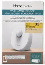 iHome ISB01 Wi‑Fi Wireless Motion Sensor No Hub Battery Instant Alert White
