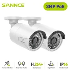 SANNCE 2x 3MP POE Security Camera Two Way Audio Recording IP Network for N98PBD