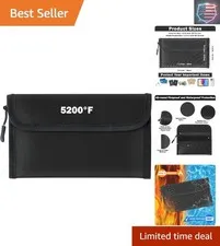 Fireproof Waterproof Document Bag - 5200°F Water Resistant Fire Proof Money B...