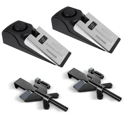 2 Adjustable Portable Door Lock with 2 Door Stop Alarm with 120dB Siren Door ...