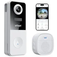 Video Doorbell Camera Wireless, Head-to-Toe 180° Ultra View Battery Powered, No
