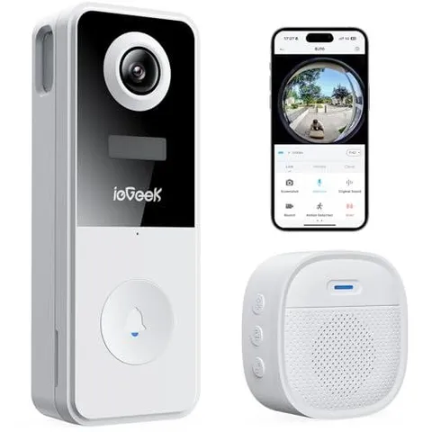 Video Doorbell Camera Wireless, Head-to-Toe 180° Ultra View Battery Powered, No