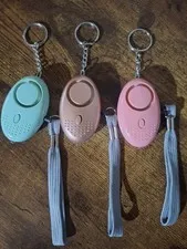 Set of 3 Personal Alarm Keychains turquoise Rosegold Pink Keyring 