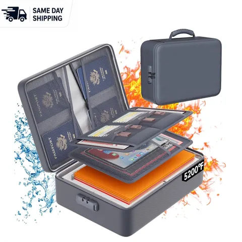 5200°F Fireproof Document Organizer with Lock - Waterproof 8-Layer Storage