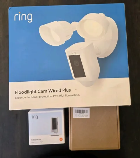 Ring Floodlight Cam Plus Outdoor Wired 1080p FHD Surveillance Camera White 