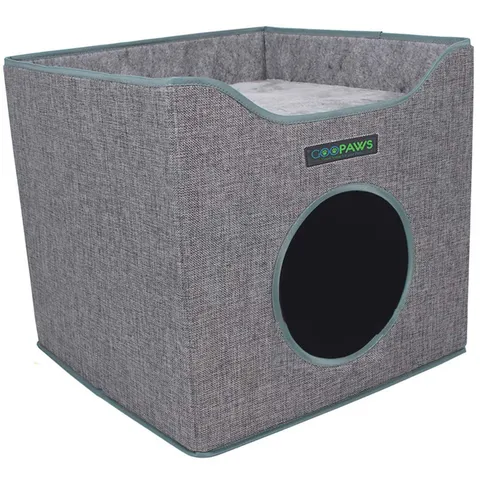 JESPET & GOOPAWS: Foldable Cat Condo - Smoke Grey - Cube House