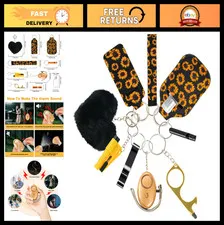 10PCS Women's Keychain Set - Safety Alarm, Whistle & Wristlet Keychains