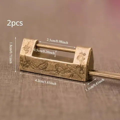 2pcs Mini Metal Padlock Lock Bird Carved Retro Ethnic for Jewelry Box Lock Head