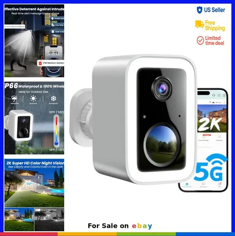 2K Wireless Security Camera Outdoor Battery Powered Spotlight Siren AI Motion