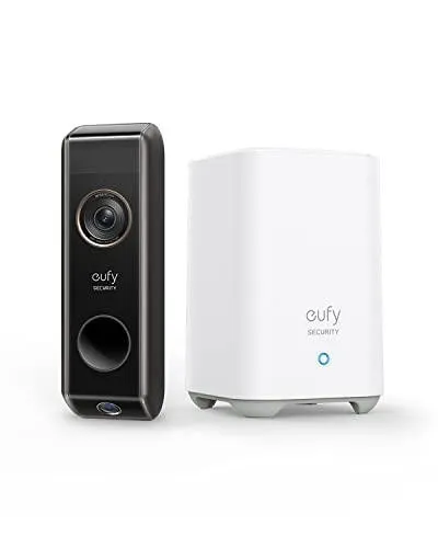 Security Video Doorbell Dual Camera, 2K HD, Wireless, Battery-Powered, HomeBase,
